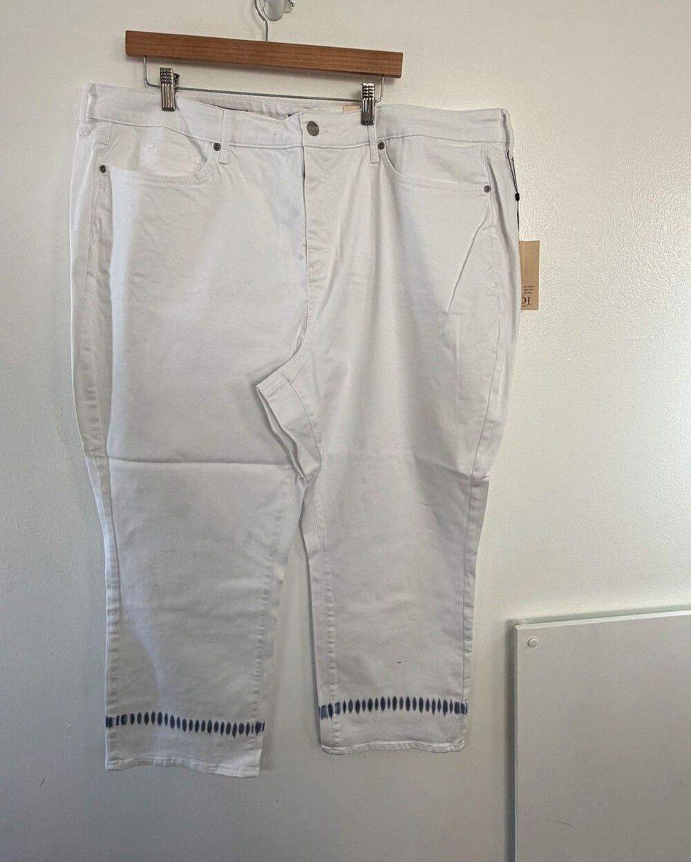 NYDJ Marilyn Straight Ankle Jeans 26W White Wave Tie Dye Lift Tuck